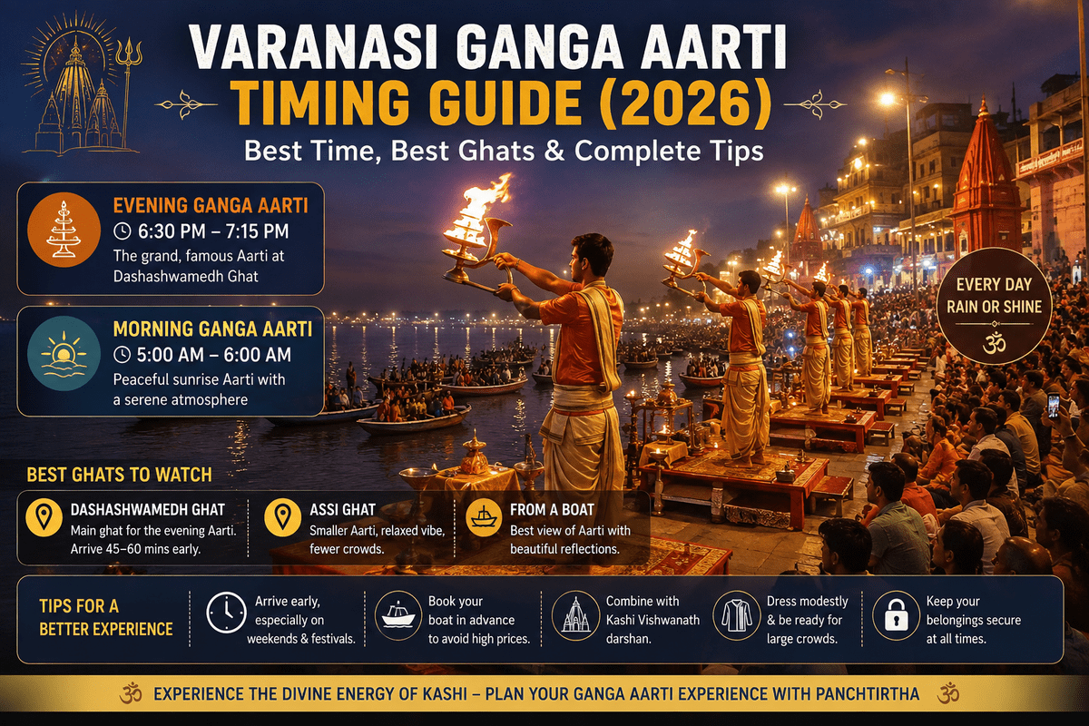 Varanasi Ganga Aarti Timing Guide: Best Time, Best Ghats & Complete Tips (2026)
